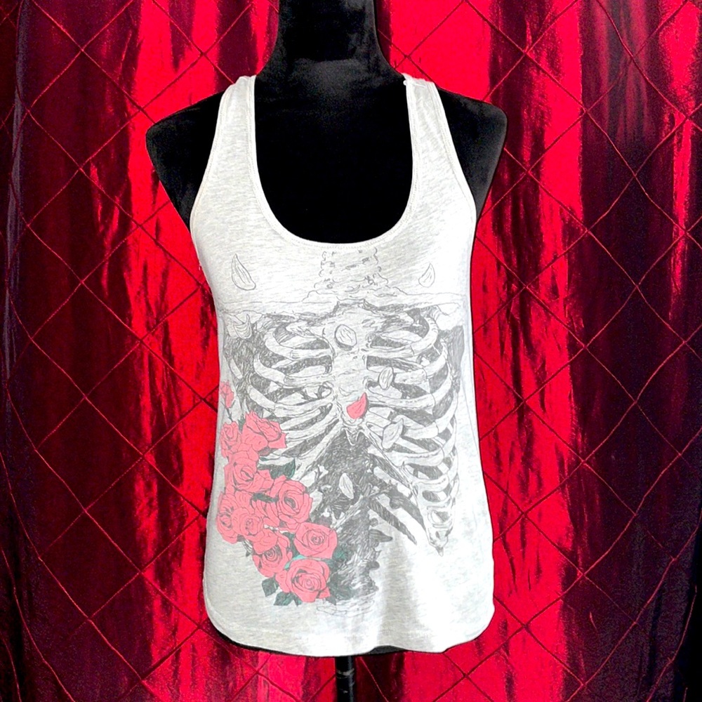 Full Tilt Rib Cage & Roses Tank Top